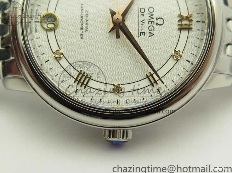 0712 De Ville Prestige Ladies 32.7mm SS MKF 1:1 Best Edition White Dial RG Markers on SS Bracelet MIYOTA Soft 7970